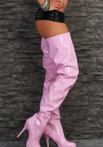 Crotch Plateau Overknee High Heels pink