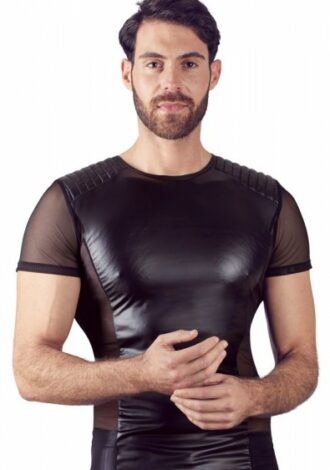 Shirt schwarz matt mit gesteppten Schultern