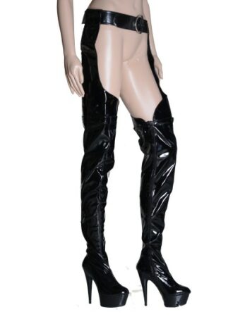 Plateau Chap Boots Overknee High Heels schwarz