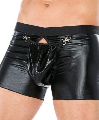 Schwarze Wet-Look Boxershorts