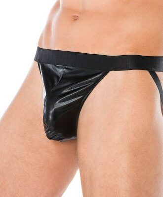 Schwarzer Jockstrap mit Wet-Look-Material