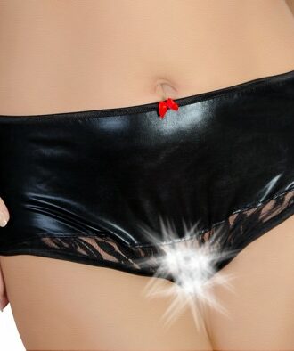 Schwarzer Wet-Look Slip
