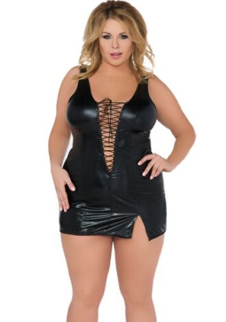 Schwarzes Wet-Look Chemise