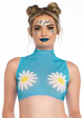 Netzoberteil mit Gänseblümchen Motiv