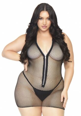 Netz-Minikleid mit Reißverschluss – Queensize