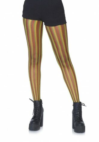 Gestreifte Rasta-Netzstrumpfhose