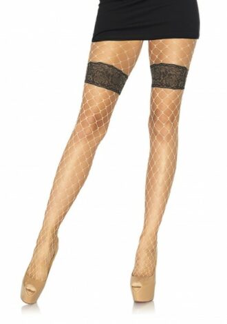 Diamant-Netzstrumpfhose mit floralem Bund