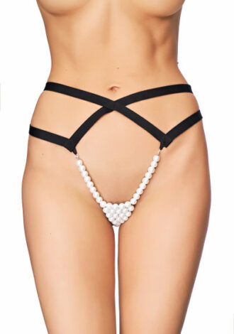 String mit Gumibändern und Perlen