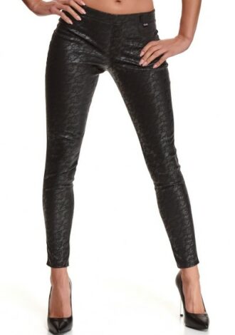 schwarze Leggings in Wetlook-Optik mit Gürtelschlaufen