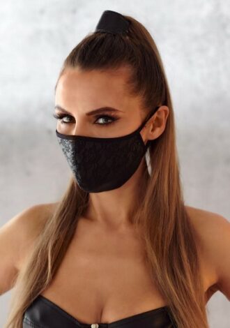 schwarze Gesichtsmaske mit Blumen-Spitzenmuster
