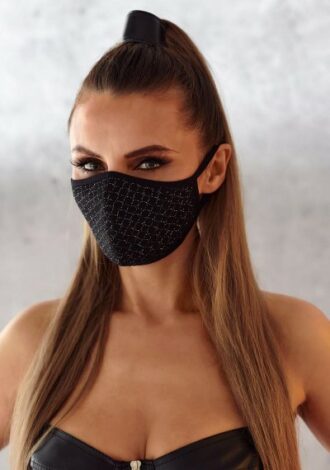 schwarze Gesichtsmaske mit silbernen Fäden