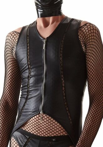 Body ouvert aus Wetlook-Material mit Reisverschluss