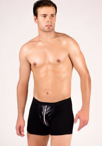 Shorts mit Reißverschluss und Wetlook Einsatz