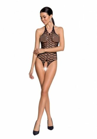 Neckholder-Body aus grobmaschigem Netz – schwarz