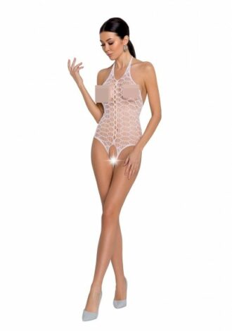 Neckholder-Body aus grobmaschigem Netz – weiß