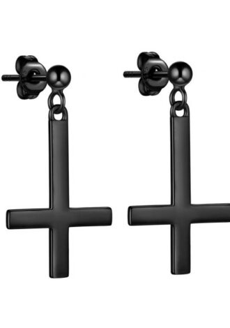 Ohrringe ‚Black Cross‘ Edelstahl