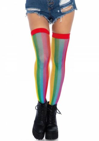 Halterlose Netzstrümpfe Regenbogen
