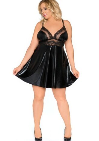 Babydoll im Wetlook mit Spitze