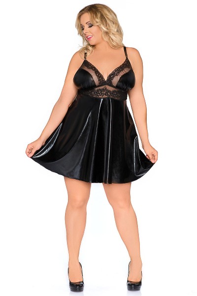 Babydoll im Wetlook mit Spitze