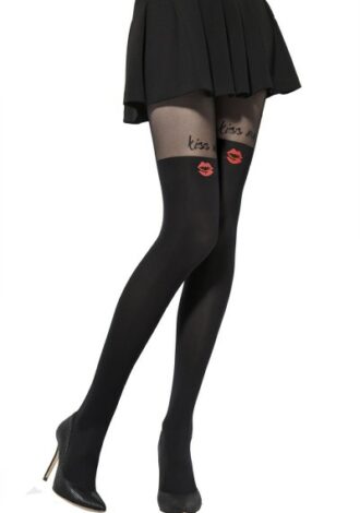 Strumpfhose mit Aufdruck ‚Kiss Me‘