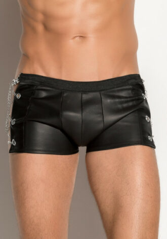 Kunstlederhose mit Metallkette