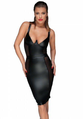 Wetlook-Minikleid mit Tüll-Applicationen