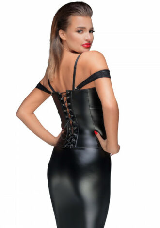 Wetlook-Corsage mit Spitze