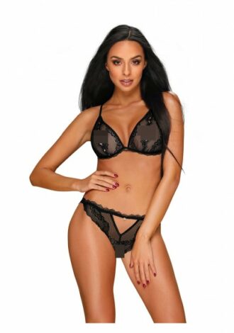 2-teiliges Dessous Set mit Panty in schwarz