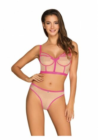 2-teiliges Dessous Set mit pinken Riemchen und Hakenverschluss
