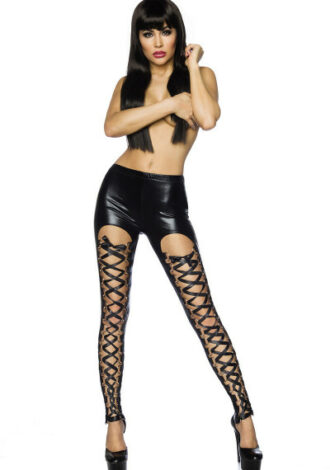 Wetlook Leggings mit Schnürung