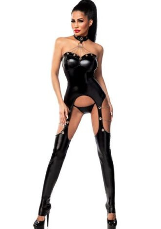 Wetlook Overall mit Herz-Ausschnitt