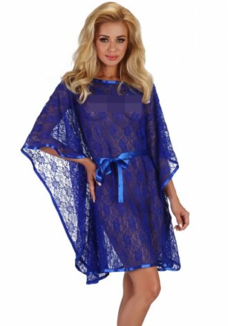 Blauer Spitzen-Poncho