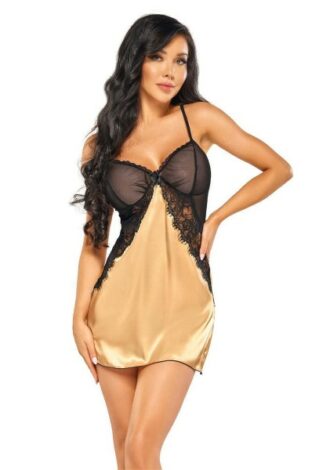 Verführerisches Chemise aus Spitze, blickdichtem Material und weichem Tüll