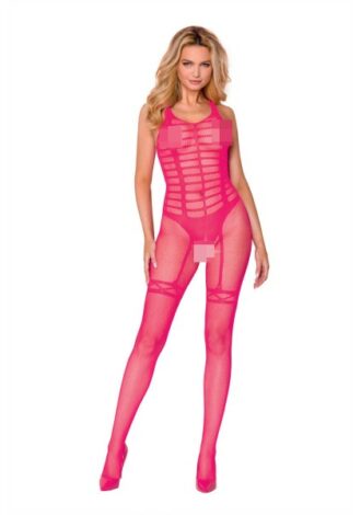 Bodystocking mit waagerechten Streifen pink