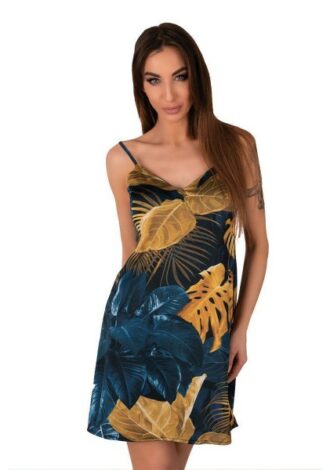 Flora-Muster Chemise blau/gelb