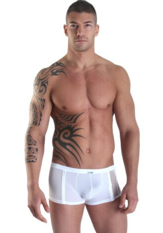 Mini-Pant mit seitlichen Tüll und Netzstoff – weiß