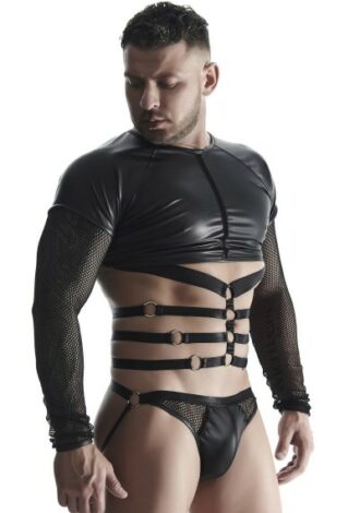 Wetlook-Langarmshirt mit Harness