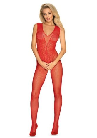 Bodystocking mit floralem Muster rot