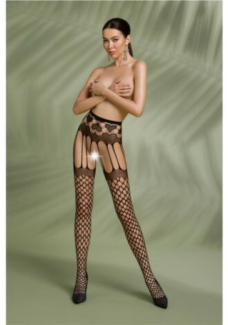 Straps-Strumpfhose mit Ausschnitten schwarz