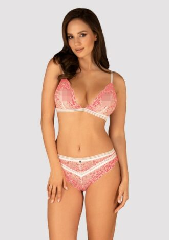 Dessous-Set mit floraler Spitze rosa