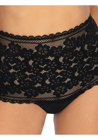 Edler Boxerslip mit hoher Taille aus zarter Blütenspitze schwarz