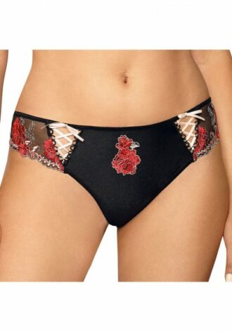 Panty mit Rosen-Bestickung schwarz