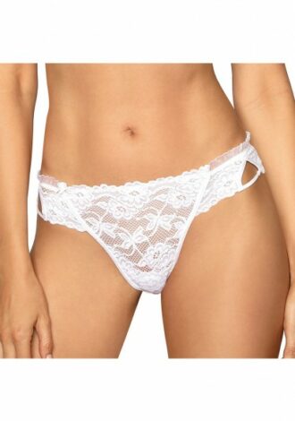 String mit geblümter Spitze weiß