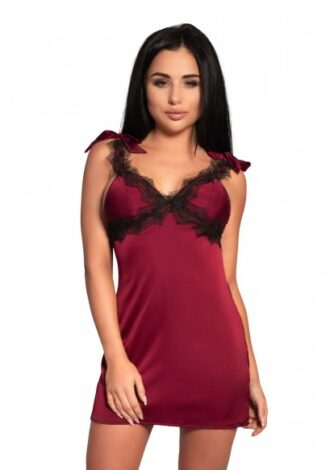 Chemise lila mit schwarzer Spitze