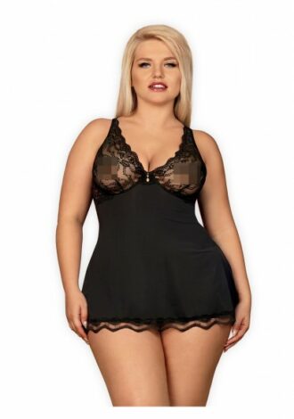 Babydoll mit Spitze schwarz