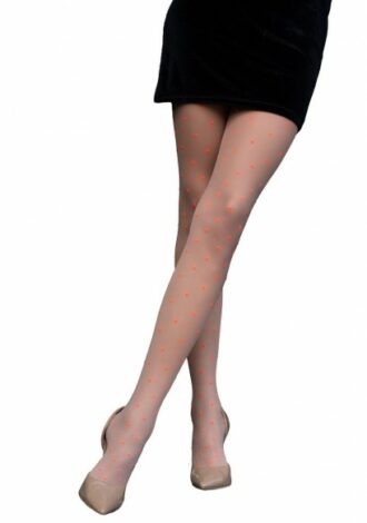 Strumpfhose beige mit roten Punkten