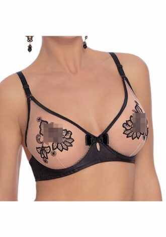 BH mit Blumenmuster schwarz-beige