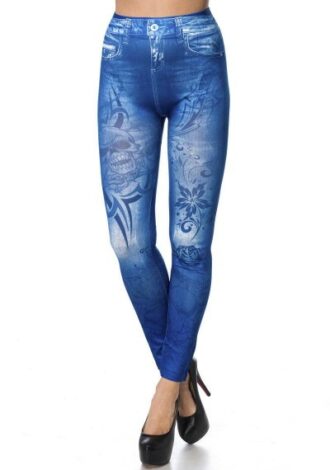 Leggings in Jeansoptik mit Muster