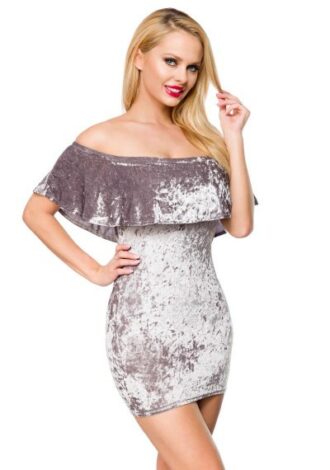Samtkleid ohne Träger grau