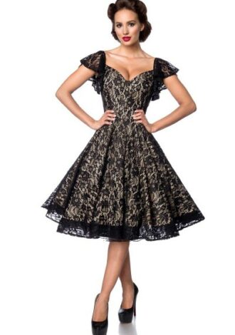 Spitzenkleid schwarz/beige